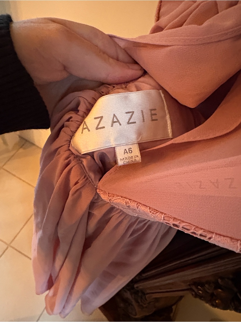 Azazie One-Shoulder Lace Bodice Maxi Dress in Dusty Rose - Picture 4 of 4